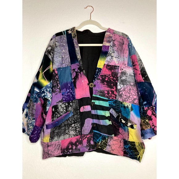 Unbranded Jackets & Blazers - Unique Reversible Jacket Rainbow Print Graphics w/ Buttons
